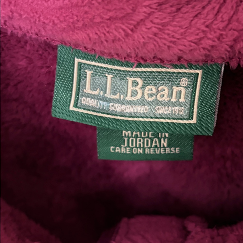 L.L. Bean Textured Fleece Jacket Pink Berry Floral Trim M - Picture 11 of 12